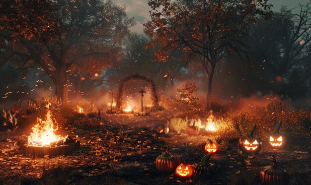 Photo samhain with pagan rituals and bonfires on october 31st