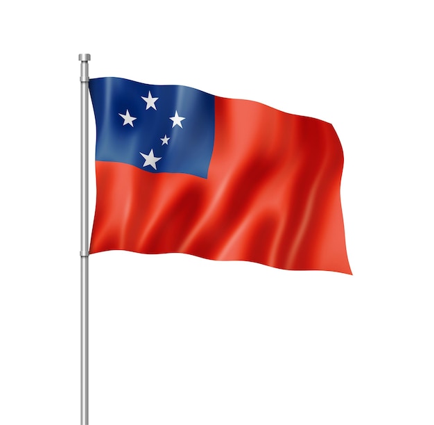 Samoa flag three dimensional render isolated on white