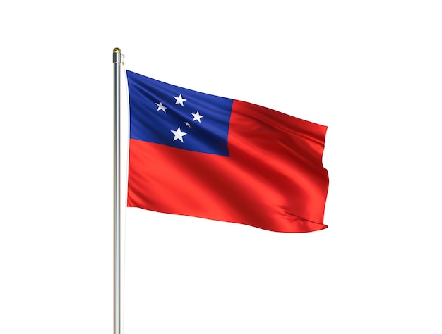 Samoa national flag waving in isolated white background Samoa flag 3D illustration