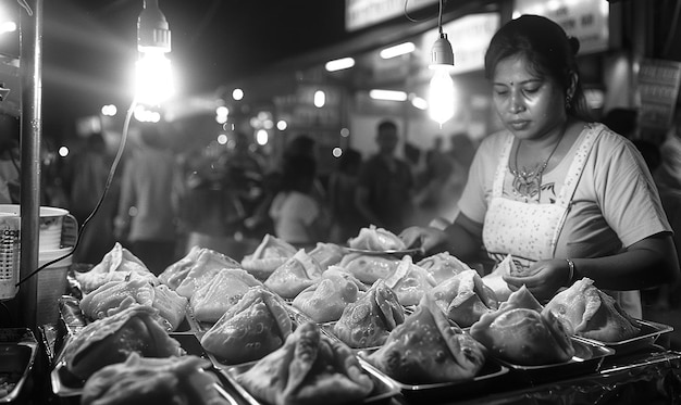 Samosa Vendor at a Bustling Market