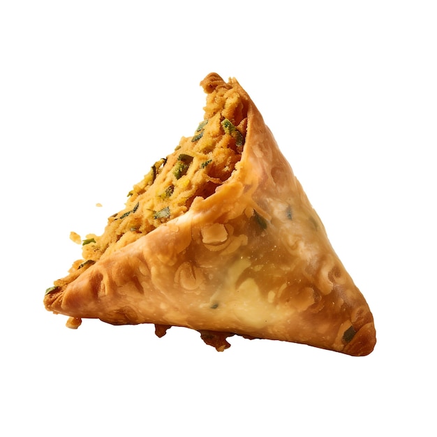 A samosa with a bite taken out of it