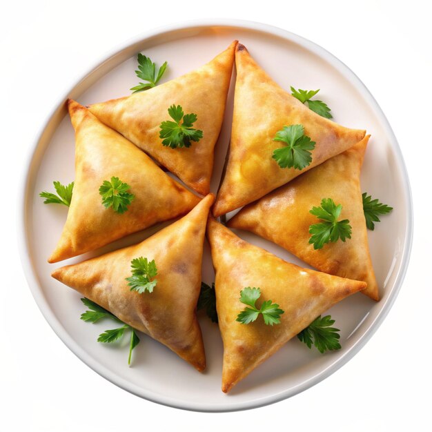 Samosas Indian Dish isolated on a white background