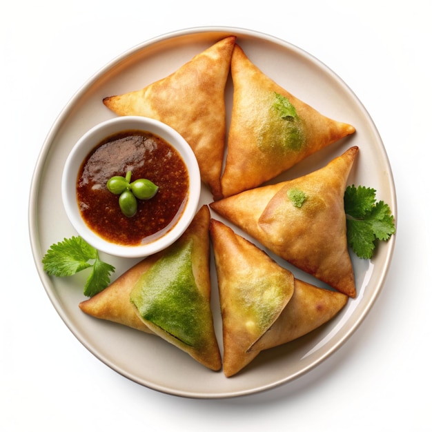 Samosas Indian Dish isolated on a white background