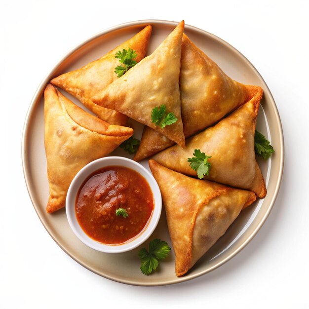 Samosas Indian Dish isolated on a white background