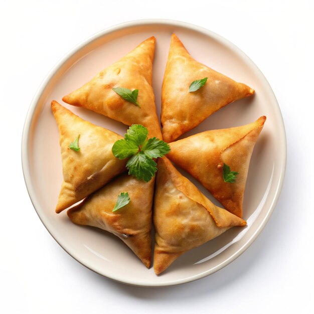 Samosas Indian Dish isolated on a white background