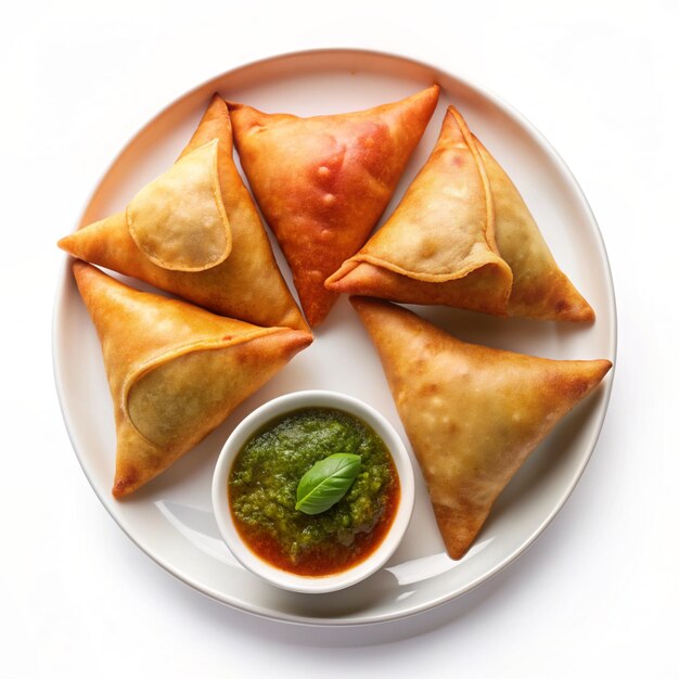 Samosas Indian Dish isolated on a white background