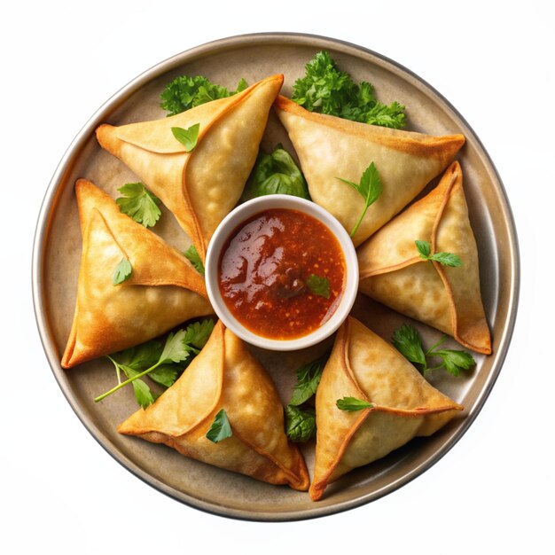 Samosas Indian Dish isolated on a white background