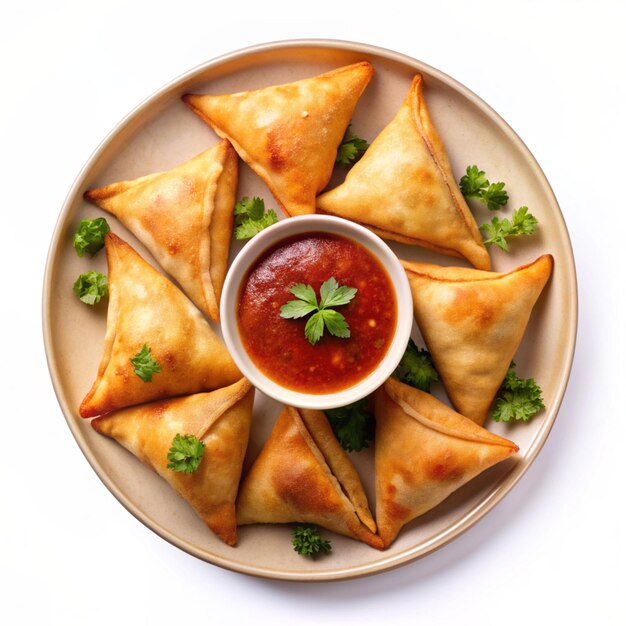 Samosas Indian Dish isolated on a white background