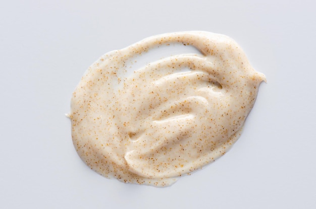 A sample of a cosmetic cream scrub for the face or body The concept of cleansing and rejuvenation of the skin