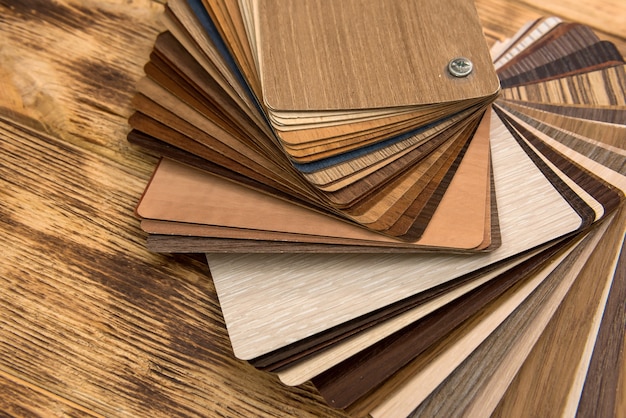 Sample of wood laminated chipboards