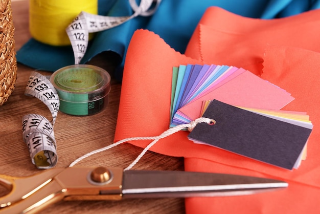 Samples of colorful fabric closeup