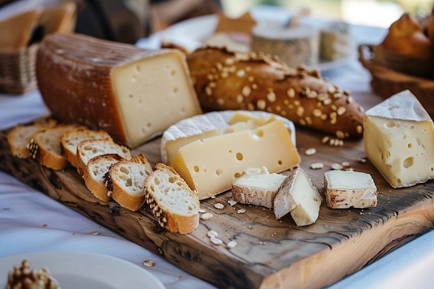 Sampling artisanal cheeses and breads ar generative ai