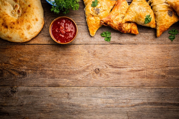 Samsa or samosas with meat