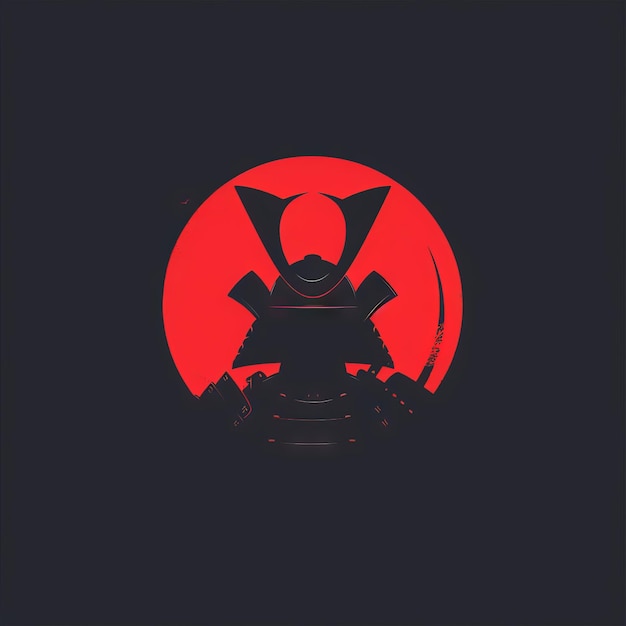 Photo samurai logo icon japanese warrior in helmet japan fighter silhouette ancient soldier head katana