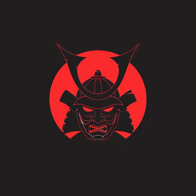 Photo samurai logo icon japanese warrior in helmet japan fighter silhouette ancient soldier head katana