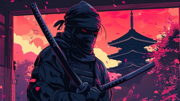 Samurai Warrior in Sunset Glow