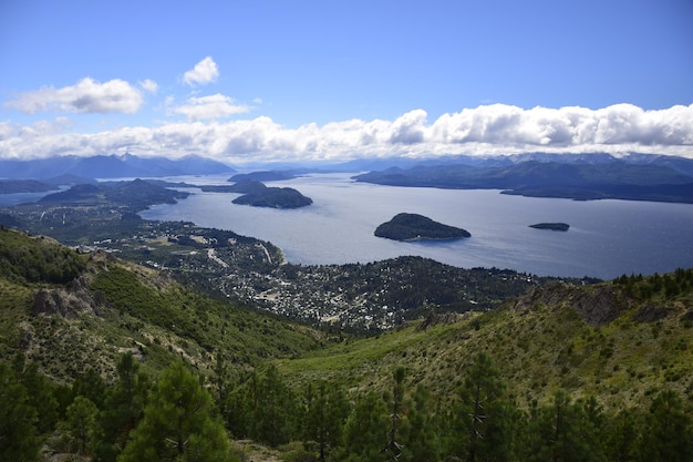 San Carlos de Bariloche is a city in the Argentinian province of Rio Negro view of the lake and the city of Bariloche