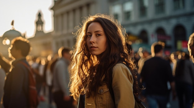 San Francisco's prime time Clear skies a pleasant sunny day young woman from China Generative AI