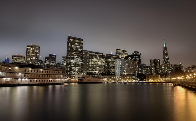 San Francisco skyline from Pier 7 after sunset