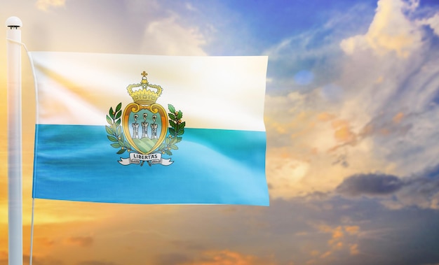 san_marino country flag, isolated 3d waving flag,