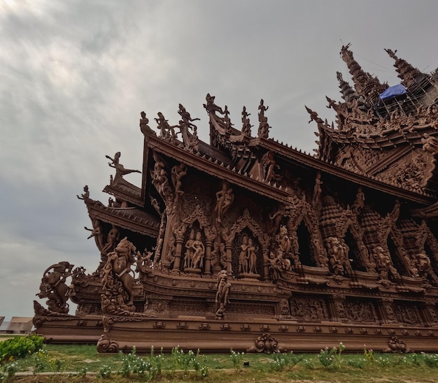 Sanctuary of truth wooden Architectural marvel at Pattaya Thailand