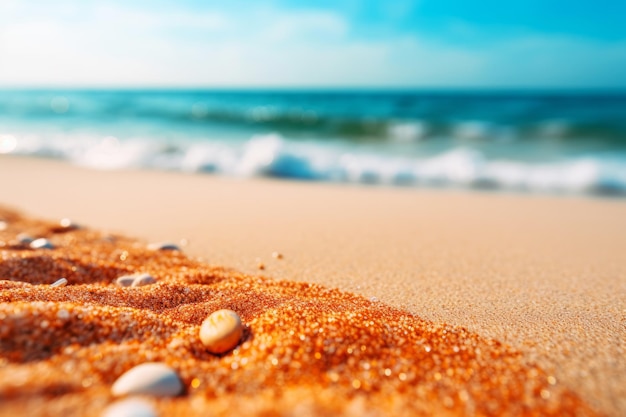 Sand on a beach with the sea in the background