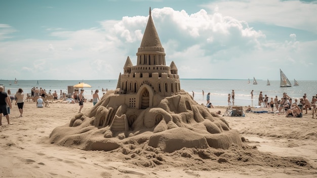 Sand castle on the beach