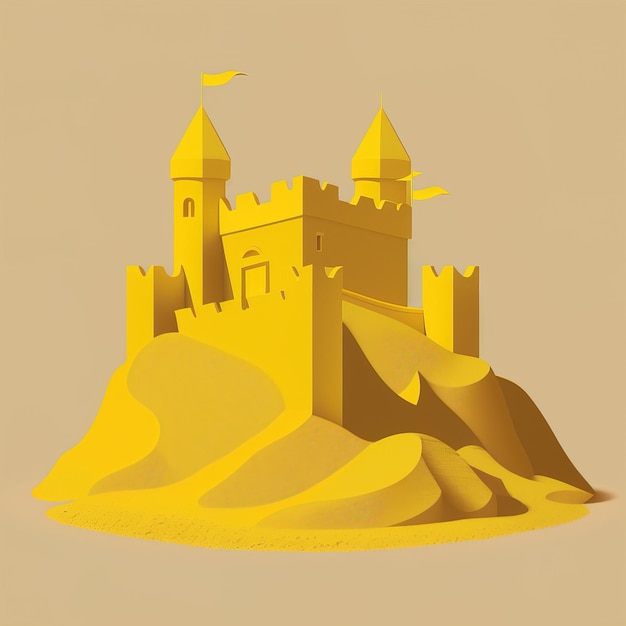 Sand castle Vector flat simple flat color background design