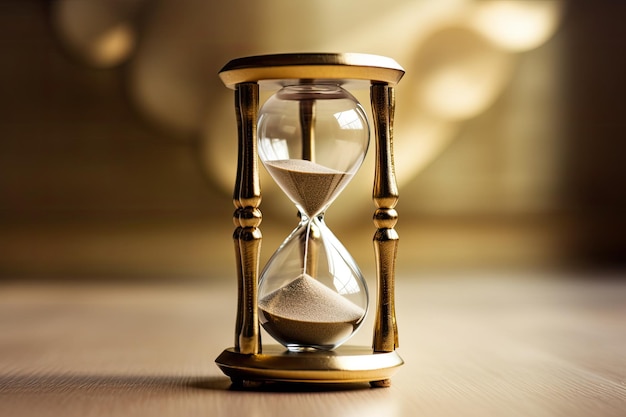 a sand clock on a table