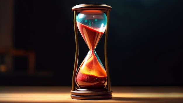 A sand clock on a table