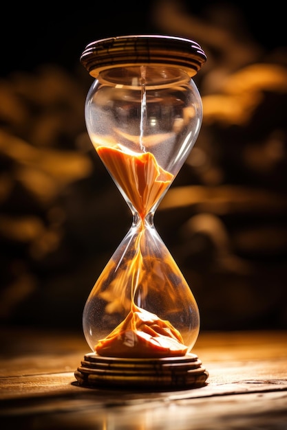 a sand clock with a black background