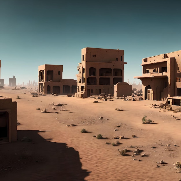 Sand desert abandon city generative art by AI