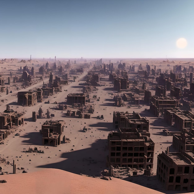 Sand desert abandon city generative art by AI