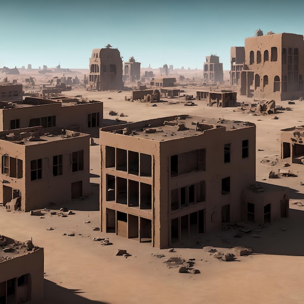 Sand desert abandon city generative art by AI