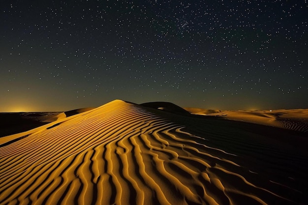 a sand dune in the desert at night