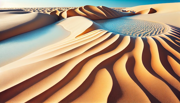 Sand dune landscape striped patterns arid climate generative AI