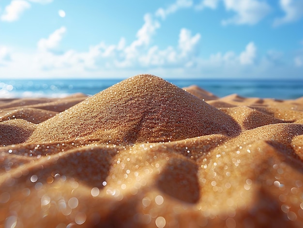 a sand dune with a blue sky and clouds in the background