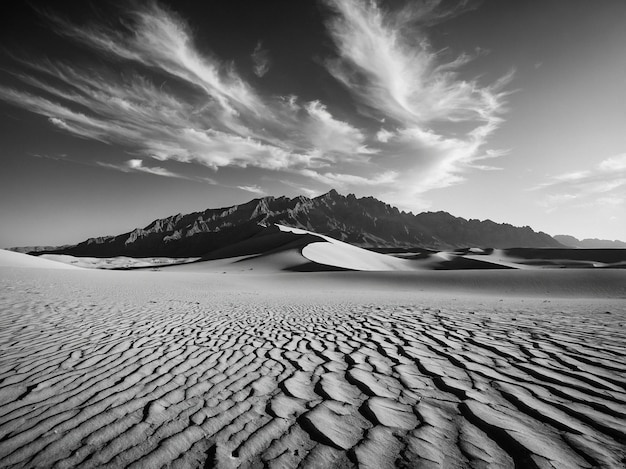 Photo a sand dune with a mountain in the background