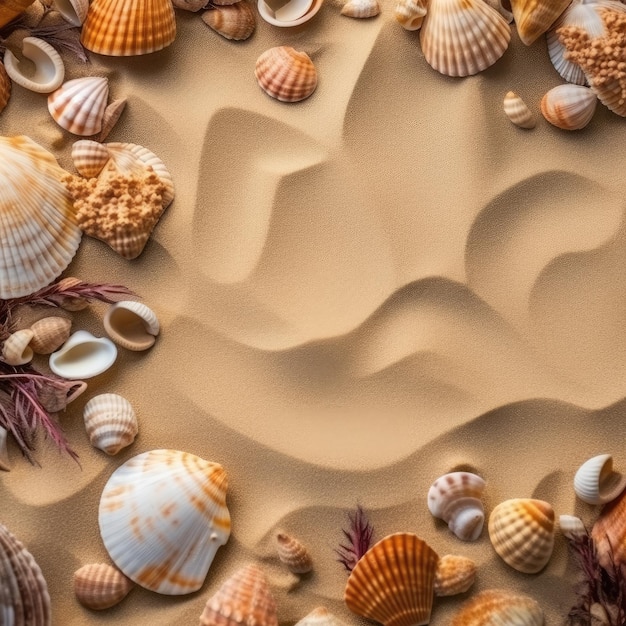 A sand dune with shells and a brown sand background