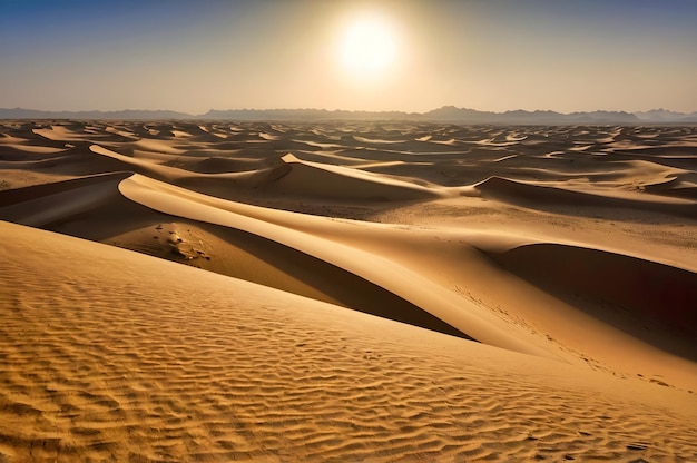 a sand dune with the sun setting behind it