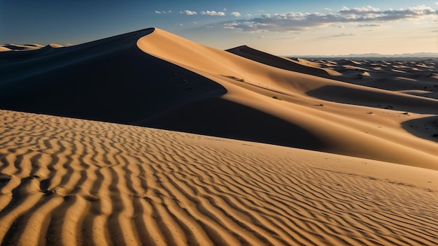 Sand Dunes in the Desert at Sunset Generative AI