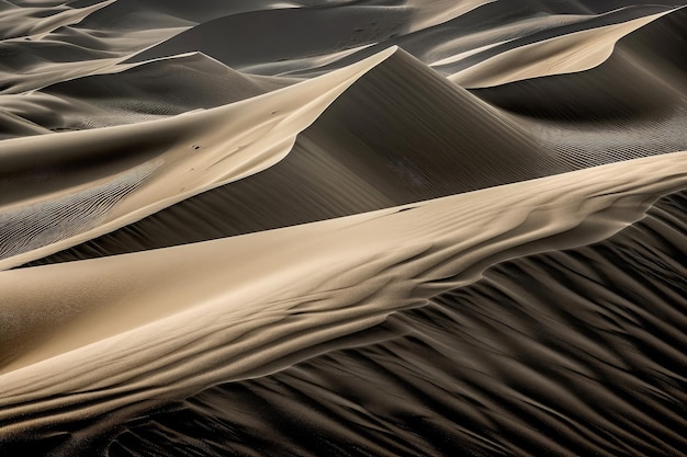 Sand dunes with intricate and mesmerizing patterns resembling abstract art work