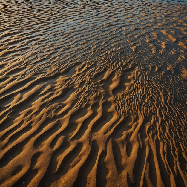 Photo the sand is brown and has a wave pattern on it