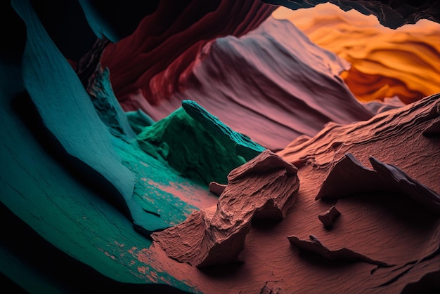 Sand paint in cavern mountain