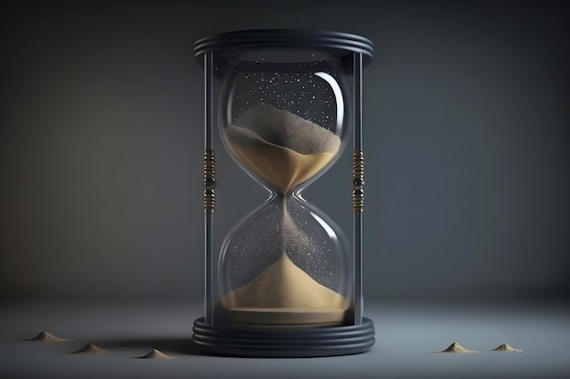 Sand running through the bulbs of an hourglass measuring the passing time in a countdown to a deadline Neural network AI generated