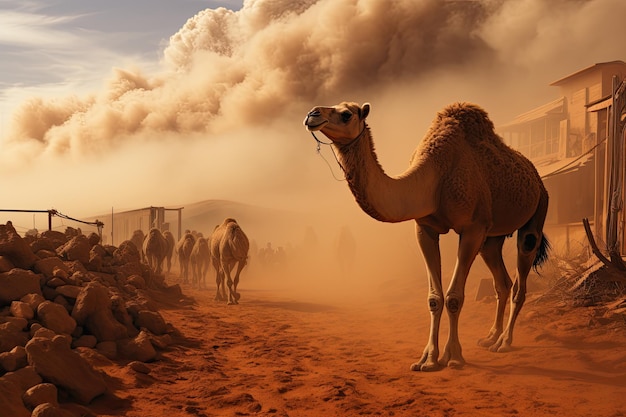 Sand storm sheltered fauna in the reserve generative IA