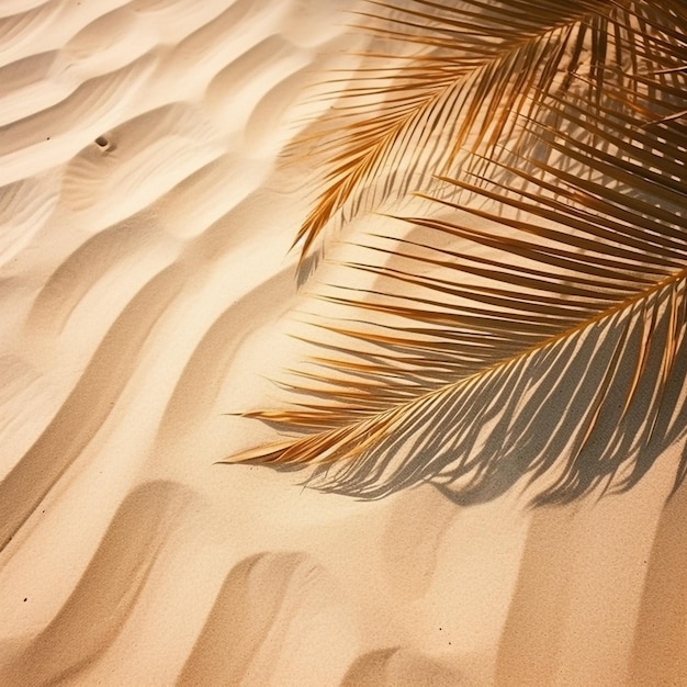 Sand texture background with palm leaves silhouette