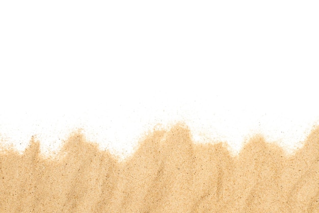 Sand on a white background beach shape in a top view