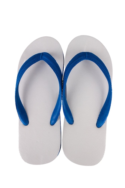 Sandals flip flops color blue isolated on white background