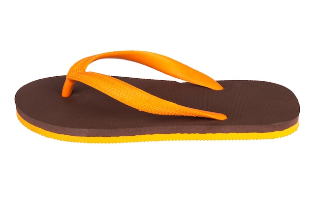 Sandals flip flops color brown orange isolated on white background